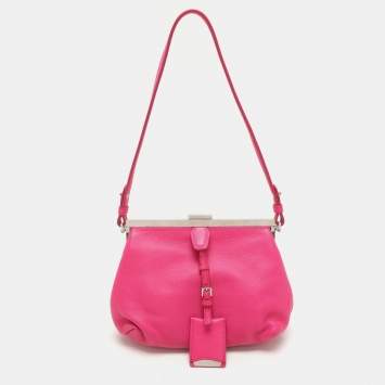 Pre Owned Jil Sander Pink Leather Baguette Shoulder Bag
