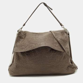 Jil Sander Beige Pebbled Leather Shoulder Bag