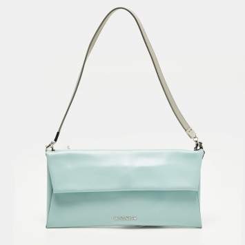 Pre Owned حقيبة كلاتش جلدية غطاء لون أزرق/رمادي جيل ساندر