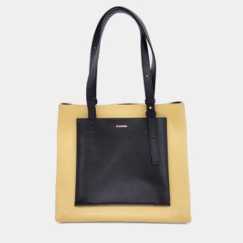 مملوكة مسبقًا Jil Sander Beige Black Leather tote bag
