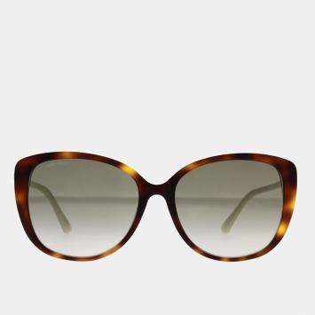 Pre Owned Jimmy Choo Grey Gold Shelby Cat Eye Women's Sunglasses 57mm