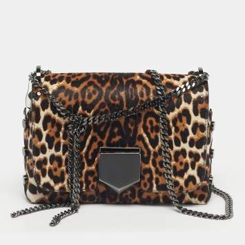 Pre Owned Jimmy Choo Multicolor Leopard Print Calf Hair Lockett Petite Shoulder Bag