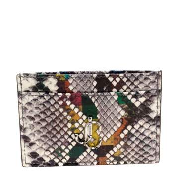 مملوكة مسبقًا Jimmy Choo Multicolor Snakeskin Effect Leather Umika Rainbow Card Holder