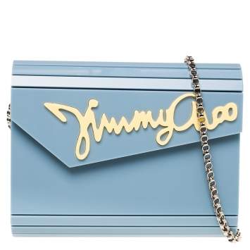 Pre Owned Jimmy Choo Pastel Blue Acrylic Candy Clutch Bag
