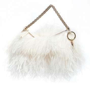 Pre Owned Jimmy Choo White Ostrich Feather Callie Clutch Bag
