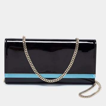 مملوكة مسبقًا Jimmy Choo Black Patent Leather Milla Wallet On Chain