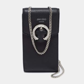 مملوكة مسبقًا Jimmy Choo Black Leather Madeline Phone Case Crossbody Bag