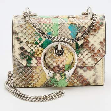 Pre Owned Jimmy Choo Multicolor Snakeskin Embossed Leather Mini Paris Crossbody Bag
