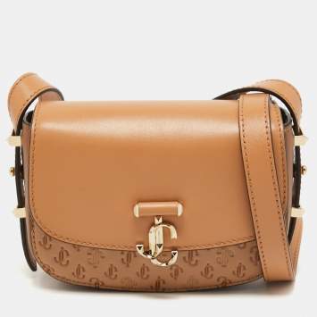 Pre Owned Jimmy Choo Brown Signature Embossed Leather Varenne Crossbody Bag