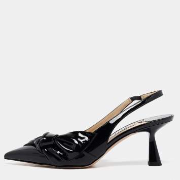 Pre Owned Jimmy Choo Black Patent Leather Elinor Slingback Pumps Size 36