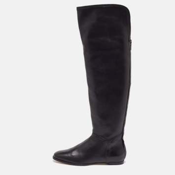 Pre Owned Jimmy Choo Black Leather Knee Length Boots Size 36