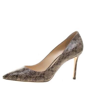Pre Owned Jimmy Choo Beige Elaphe Leather Romy Pointed Toe Pumps Size 41