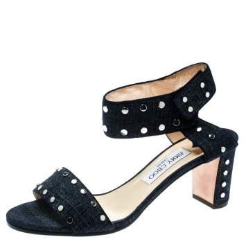 Pre Owned Jimmy Choo Light Indigo Denim Leather Veto Ankle Strap Open Toe Sandals Size 40