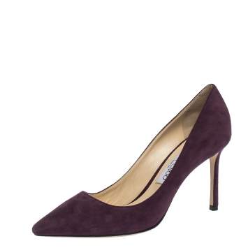 Pre Owned Jimmy Choo Burgundy Suede Abel Pointed Toe Pumps Size 39