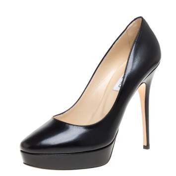 Pre Owned Jimmy Choo Black Leather Alex Platform Pumps Size 40