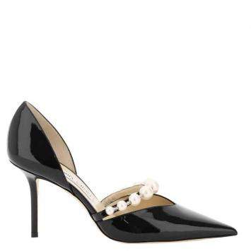 Pre Owned Jimmy Choo Black Patent Leather Aurelie 85 Pumps Size EU 39