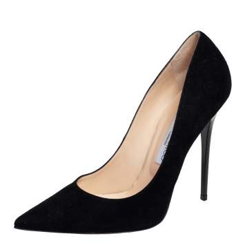 Pre Owned Jimmy Choo Black Suede Anouk Pointed Toe Pumps Size 39.5