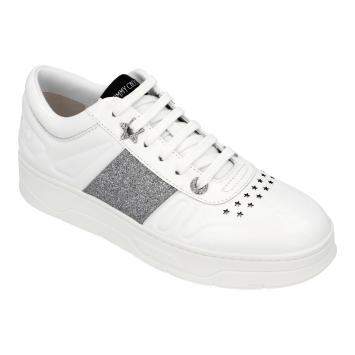 Pre Owned Jimmy Choo White/Silver Hawaii/F Sneakers Size EU 36