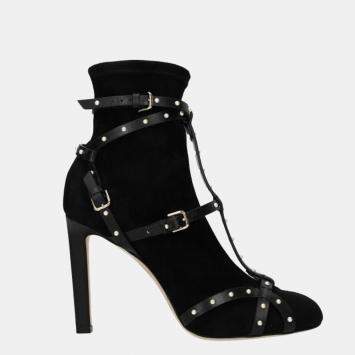 Pre Owned Jimmy Choo Black Brianna Studded Ankle Boots Size US 7 EU 37.5