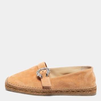 Pre Owned Jimmy Choo Beige Suede Dru Espadrille Flats Size 39