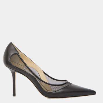 Pre Owned Jimmy Choo Black Nappa and Mesh Love 85 Pointed-Toe Pumps Size EU 40
