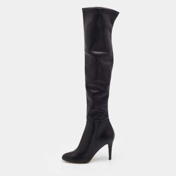 Pre Owned Jimmy Choo Black Leather Toni Over the Knee Boots Size 41