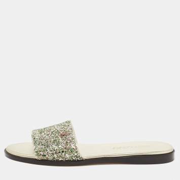 Pre Owned Jimmy Choo Multicolor Glitter Minea JC Flat Slides Size 36