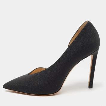 مملوكة مسبقًا Jimmy Choo Black Glitter Sophia D'orsay Pumps Size 35