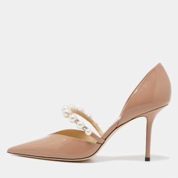Pre Owned Jimmy Choo Beige Patent Leather Aurelie 85 Pumps Size 42