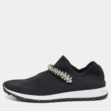 Pre Owned Jimmy Choo Black Fabric Vero Low Top Sneakers Size 40