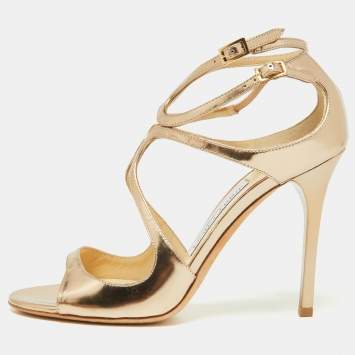 Pre Owned Jimmy Choo Metallic Leather Lang Sandals Size 37