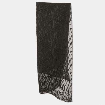Pre Owned Jimmy Choo Black patterned Crushed Silk Scarf