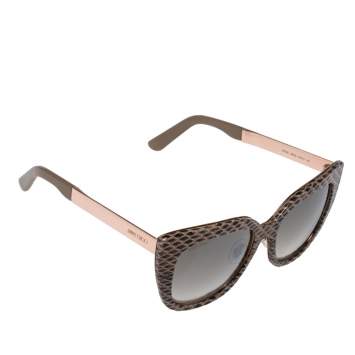 Pre Owned Jimmy Choo Beige Leather/Brown Gradient Nita/S Cat Eye Sunglasses