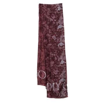 Pre Owned Jimmy Choo Burgundy Snakeskin & Floral Print Silk Scarf