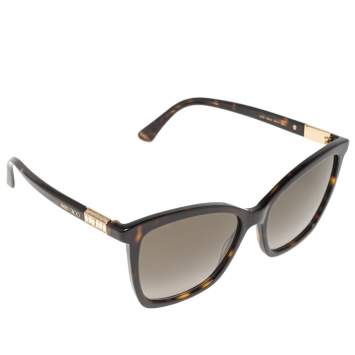Pre Owned Jimmy Choo Brown Tortoise Acetate Alis 086HA Gradient Square Sunglasses