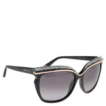 Pre Owned Jimmy Choo Black Sophia/S Crystal Embellished Square Gradient Sunglasses