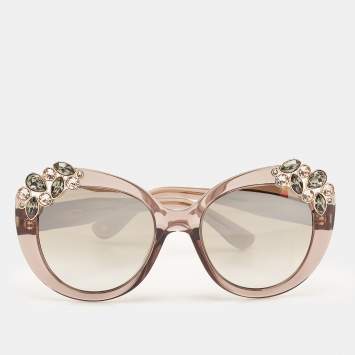 Pre Owned Jimmy Choo Light Brown Gradient Crystals Megan Cat Eye Sunglasses
