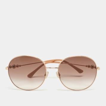 Pre Owned Jimmy Choo Rose Gold Gradient Birdie/S Round Sunglasses
