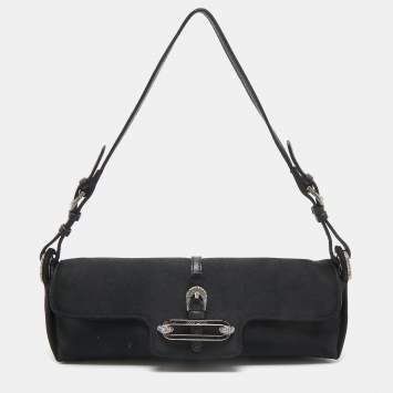 Pre Owned Jimmy Choo Black Satin Crystal Tulita Clutch