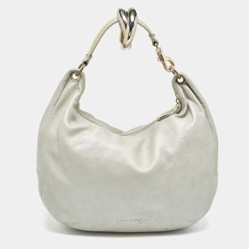 Pre Owned Jimmy Choo Silver Leather Large Solar Hobo