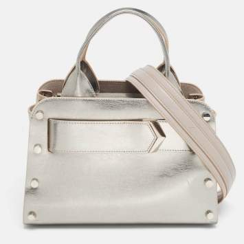 Pre Owned Jimmy Choo Silver Leather and Suede Satchel