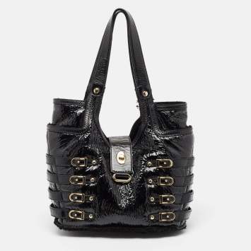 Pre Owned Jimmy Choo Black Patent Leather Bree Tote