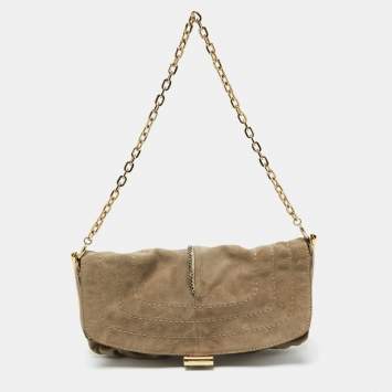 مملوكة مسبقًا Jimmy Choo Beige Suede and Leather Flap Shoulder Bag