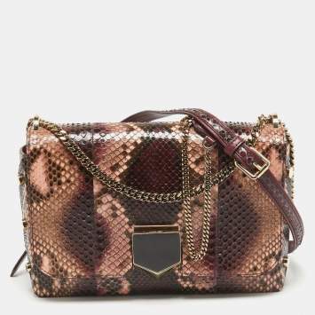 Pre Owned Jimmy Choo Burgundy/Multicolor Python Lockett City Shoulder Bag