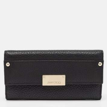 Pre Owned Jimmy Choo Black Reese Continental Wallet