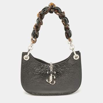 Pre Owned Jimmy Choo Black Patent Leather Varenne Hobo