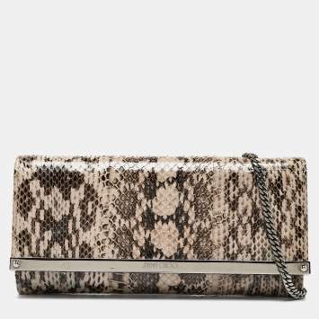 Pre Owned Jimmy Choo Grey Elaphe Milla Chain Clutch