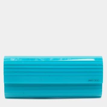 Pre Owned Jimmy Choo Teal Blue Acrylic Sweetie Clutch