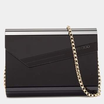 Pre Owned Jimmy Choo Black Acrylic and Leather Candy Chain Clutch 