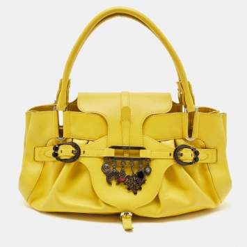 Jimmy Choo Yellow Leather Tulita Charm Shoulder Bag